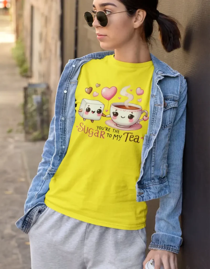 Sweetly Steeped – Funny Tea & Sugar T-Shirt | 100% Cotton | Unisex | Personalised Gift - Image 4