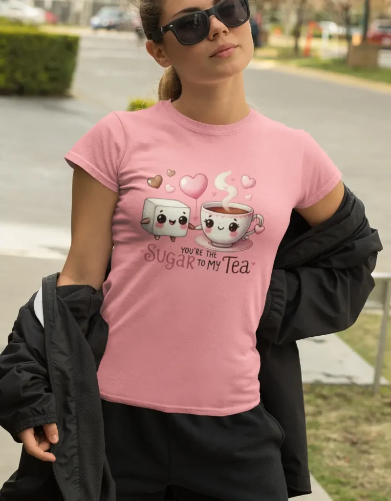 Sweetly Steeped – Funny Tea & Sugar T-Shirt | 100% Cotton | Unisex | Personalised Gift - Image 2