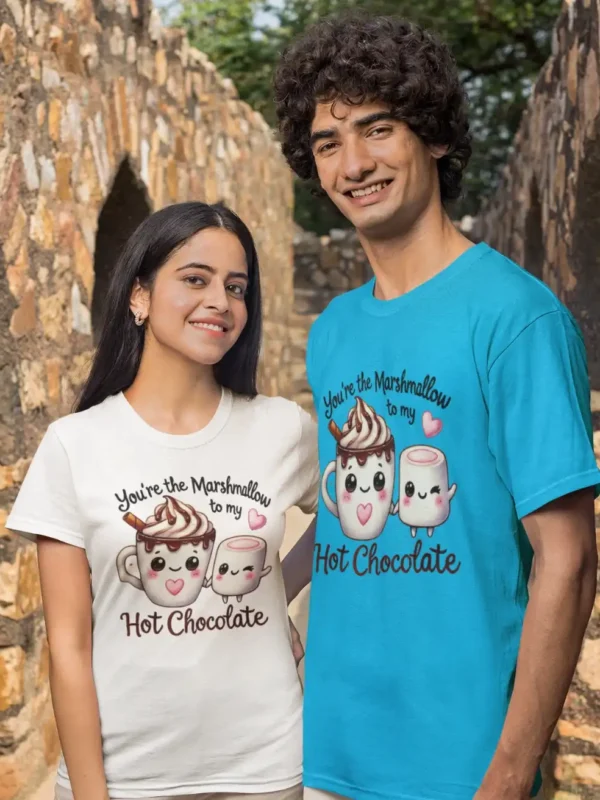 You’re the Marshmallow to My Hot Chocolate – Funny Unisex T-Shirt | 100% Cotton | Personalised | Kadosh Designs UK