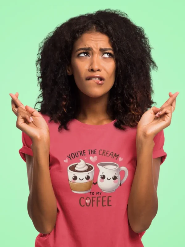 You’re the Cream to My Coffee – Funny Unisex T-Shirt | 100% Cotton | Personalised | Kadosh Designs UK ☕️💕